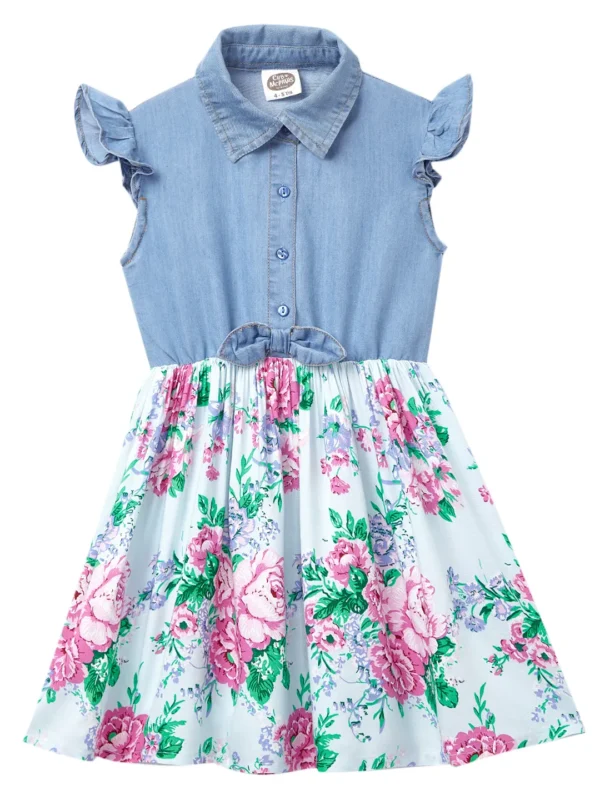 Girls cap sleeves floral printed